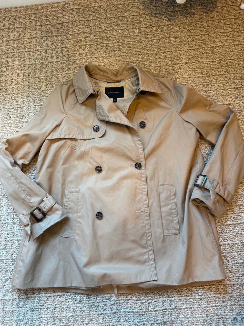 Banana Republic Tan Double-Breasted Short Trench Coat